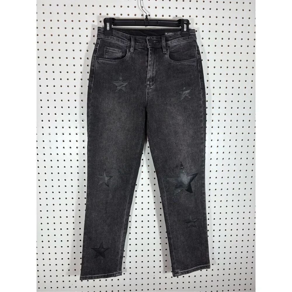 Blank NYC Madison Crop faux leather star print jeans size 27